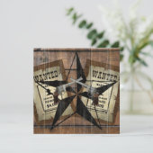 Rustic Texas Star Westerne dubbele gezochte pistol Save The Date (Staand voorkant)