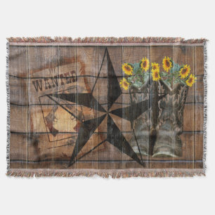 Rustic Texas Star Westerne Pistol Cowboy Boots Deken