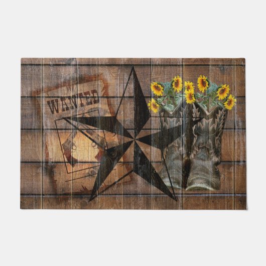 Rustic Texas Star Westerne Pistol Cowboy Boots Deurmat (Voorkant)