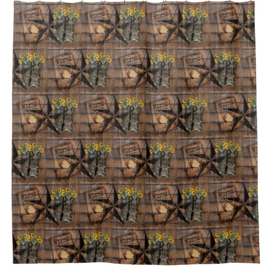Rustic Texas Star Westerne Pistol Cowboy Boots Douchegordijn (Voorkant)