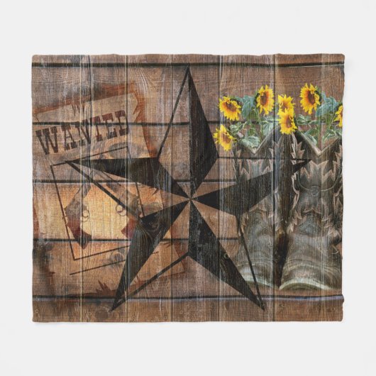 Rustic Texas Star Westerne Pistol Cowboy Boots Fleece Deken (Voorkant (Horizontaal))