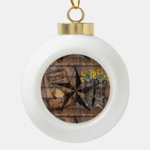 Rustic Texas Star Westerne Pistol Cowboy Boots Keramische Bal Ornament