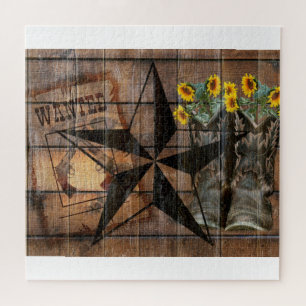 Rustic Texas Star Westerne Pistol Cowboy Boots Legpuzzel