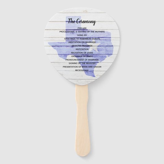 Rustic Texas Wedding Program Fan Handwaaier (Voorkant)