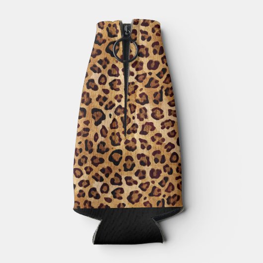 Rustic Texture Leopard Print Flesjeskoeler (Achterkant)