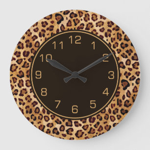 Rustic Texture Leopard Print Grote Klok