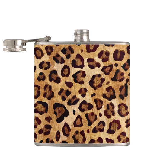 Rustic Texture Leopard Print Heupfles (Geopend)