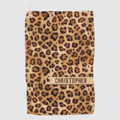 Rustic Texture Leopard Print Naam toevoegen Golfhanddoek (Voorkant)