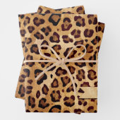 Rustic Texture Leopard Print Naam toevoegen Inpakpapier Vel (In situ)