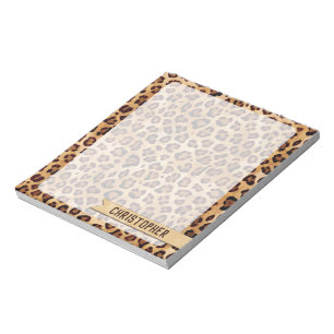 Rustic Texture Leopard Print Naam toevoegen Notitieblok