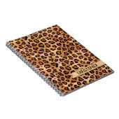 Rustic Texture Leopard Print Naam toevoegen Notitieboek (Rechterzijde)