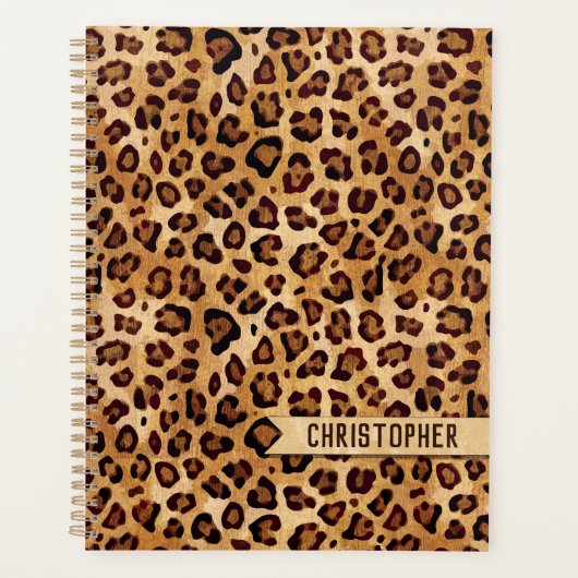 Rustic Texture Leopard Print Naam toevoegen Planner (Voorkant)