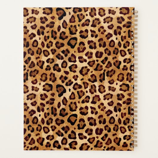 Rustic Texture Leopard Print Naam toevoegen Planner (Achterkant)