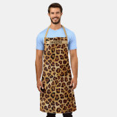 Rustic Texture Leopard Print Naam toevoegen Schort (Gedragen)