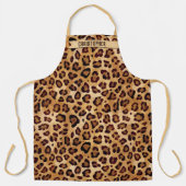 Rustic Texture Leopard Print Naam toevoegen Schort (Voorkant)