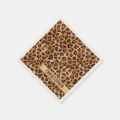 Rustic Texture Leopard Print Naam toevoegen Servet (Hoek)