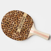 Rustic Texture Leopard Print Naam toevoegen Tafeltennisbatje (Zijkant)