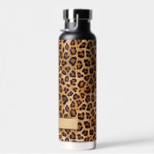 Rustic Texture Leopard Print Naam toevoegen Waterfles (Rechts)