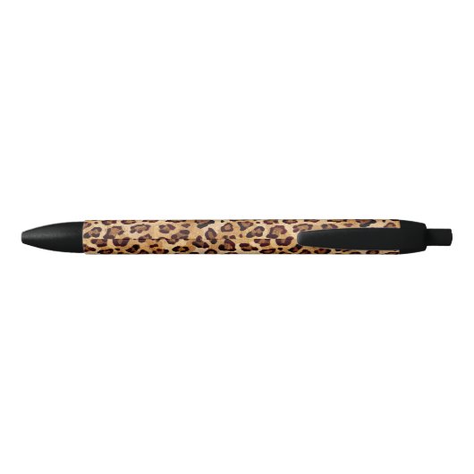 Rustic Texture Leopard Print Naam toevoegen Zwarte Inkt Pen (Achterkant)