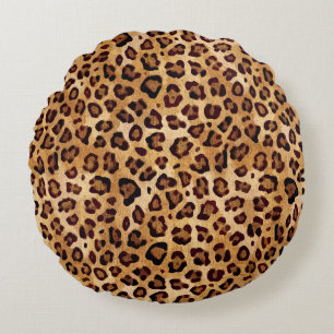 Rustic Texture Leopard Print Rond Kussen