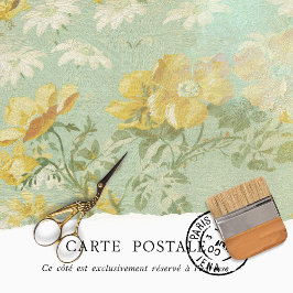  Rustic Texture Yellow Floral Decoupage Tissuepapier