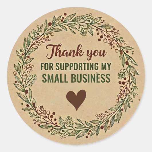Rustic Thank You Business Sticker – Packaging Labe (Devant)