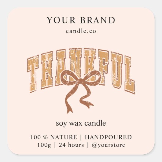 Rustic Thankful Candle Label | Custom (Voorkant)