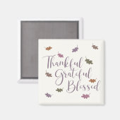 Rustic Thankful Grateful Blessed Autumn Leaves Magneet (Voorkant / Achterkant)