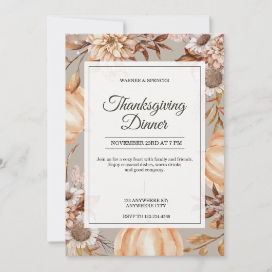 Rustic Thanksgiving Dinner Invitation (Devant)