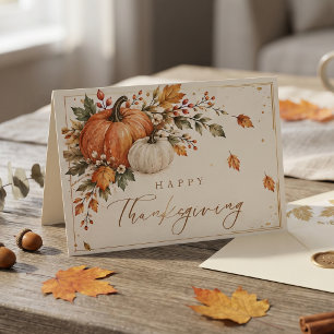 Rustic Thanksgiving Dinner Party Pompoen Feestdagenkaart