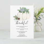 Rustic Thanksgiving Fall Succulent Pompoen Diner Kaart (Staand voorkant)