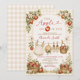 Rustic The Apple of Our Eye Baby Shower Kaart