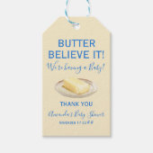 Rustic Theme Butter Yellow Blue Baby Shower  Cadeaulabel (Voorkant)