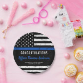 Rustic Thin Blue Line Police Graduparty Papieren Bordje (Feest)