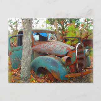 Rustic Thirties Junk Yard Pick Up Truck Briefkaart