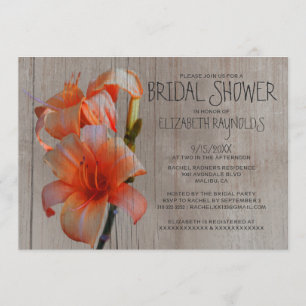 Rustic Tiger Lilies Bridal Shower Invitations Kaart