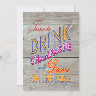Rustic Tijd aan Drink Champagne Corporate Invite Kaart