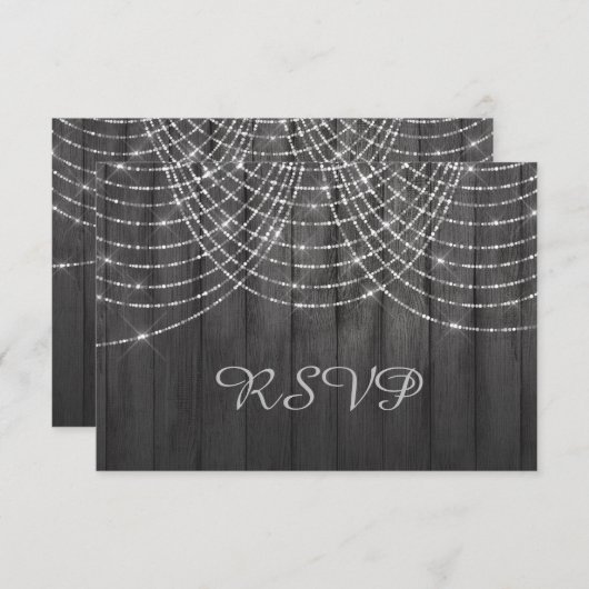 RUSTIC TIMBER FAIRYLIGHT RSVP RESPONS (Voorkant / Achterkant)
