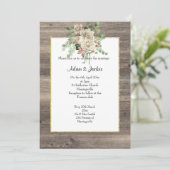 RUSTIC TIMBER NEUTRAL FLORAL WEDDING INVITATION KAART (Staand voorkant)