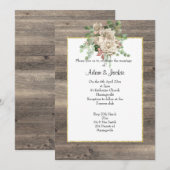 RUSTIC TIMBER NEUTRAL FLORAL WEDDING INVITATION KAART (Voorkant / Achterkant)