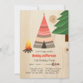 Rustic Tipi Camp Out Birthday Party Kaart (Voorkant)