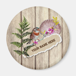 Rustic Torn Paper Wood Oil Paint Personalize Name Magneet