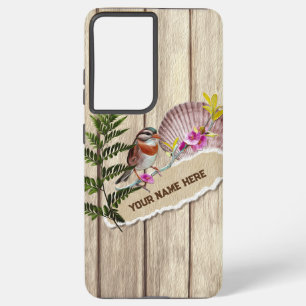 Rustic Torn Paper Wood Oil Paint Personalize Name Samsung Galaxy Hoesje