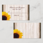 Rustic Tournesol Mariage Cartes de Place (Devant / Derrière)