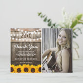 Rustic Tournesol Photo Graduation Merci photo (Debout devant)