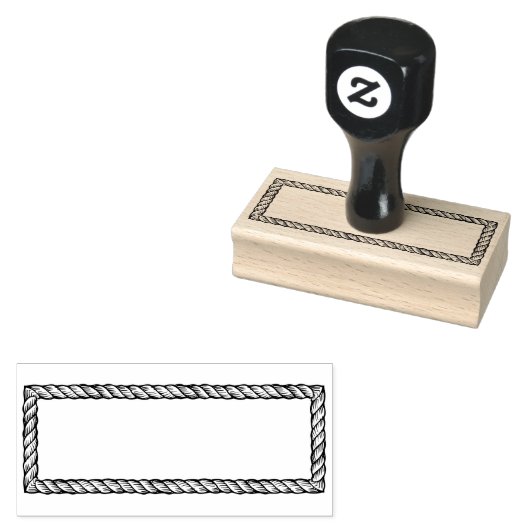 Rustic touw eenvoudig rechthoekig 1x3 frame rubberstempel (Gestempeld)