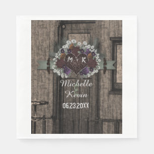 Rustic Train Herfst Floral Wedding Monogram Servet