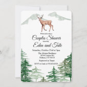Rustic Tree Deer Couples Douche Invitation (Devant)