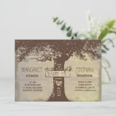 Rustic Tree en String Lights Engagement Party Kaart (Staand voorkant)