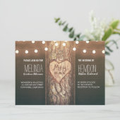 Rustic Tree Heart en String Lights bruiloft Uitnod Kaart (Staand voorkant)
